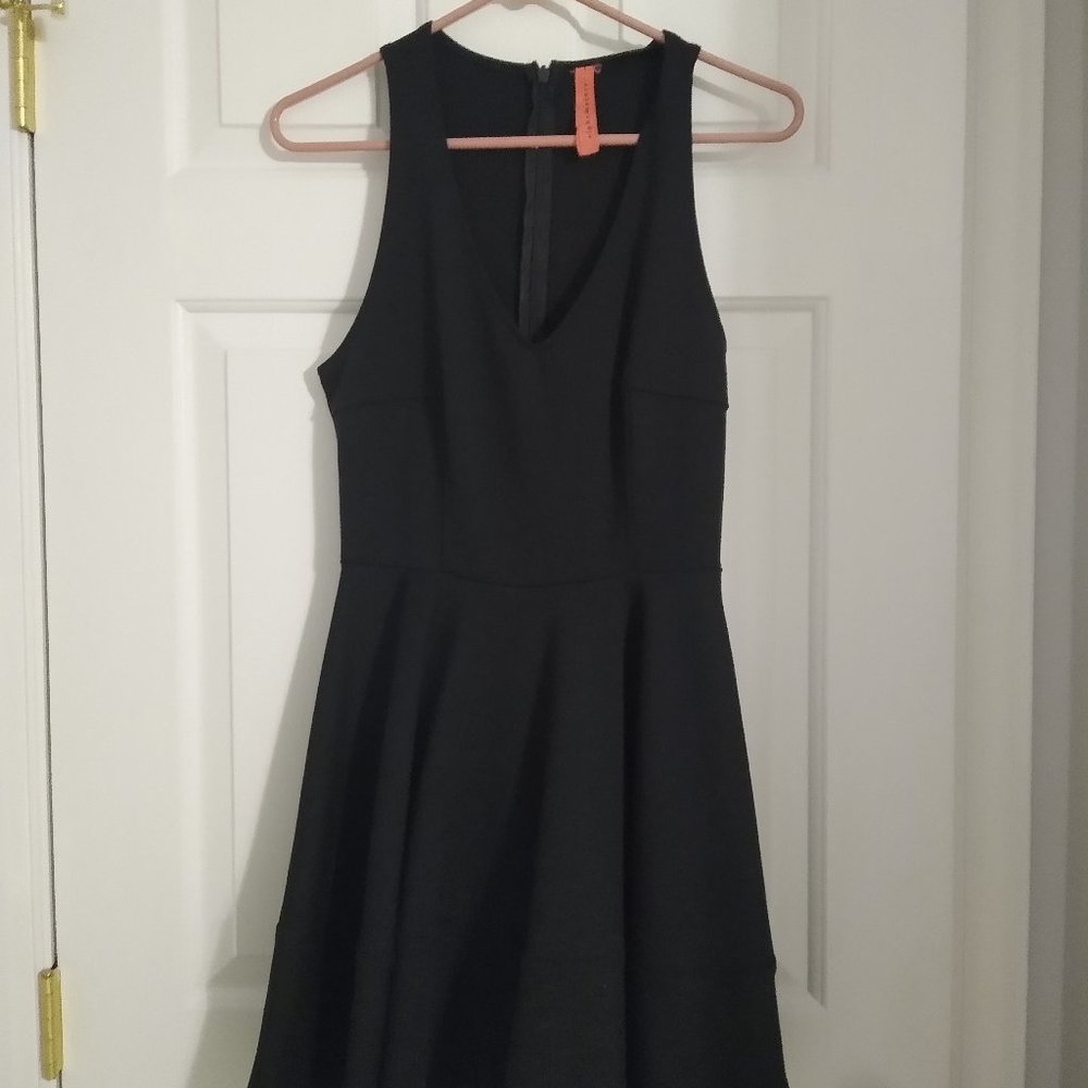 Black V-Neck A-Line Skater Dress